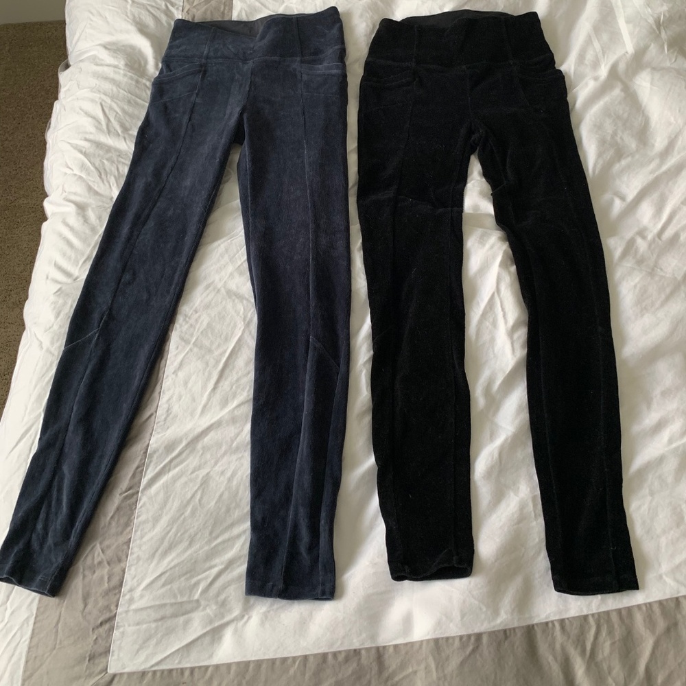 Athleta Velour Leggings (2) - Gray and Black